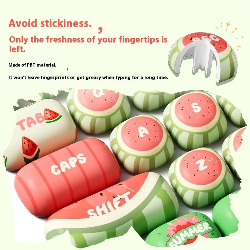 Watermelon theme blue colour mechanical keyboard keycaps with five-sided sublimation printing