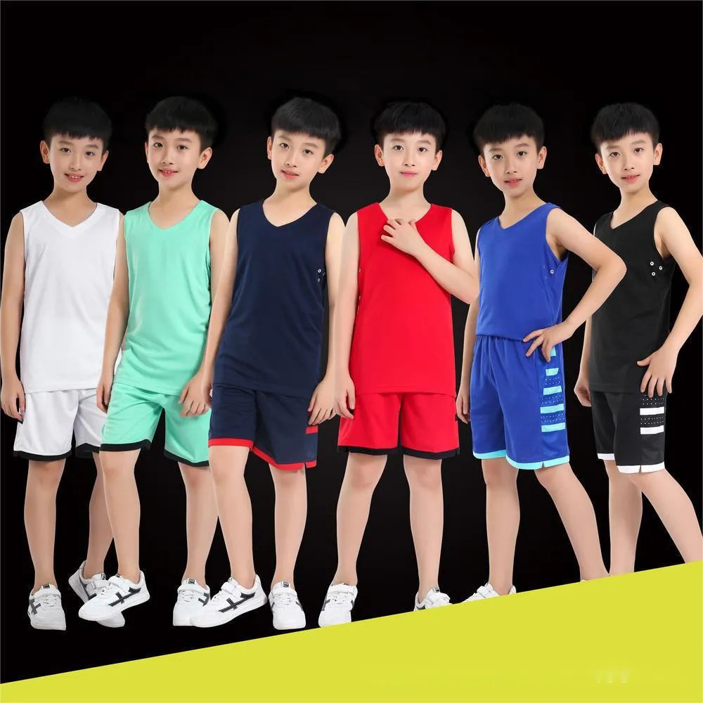 Student campus competition breathable sports vest and shorts set in black and white chemical fiber blend for basketball and running training sizes 2XS to 6XL
