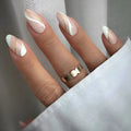 Golden Lines medium drop shape nail stickers with plaid pattern in JF0518 jelly glue colour