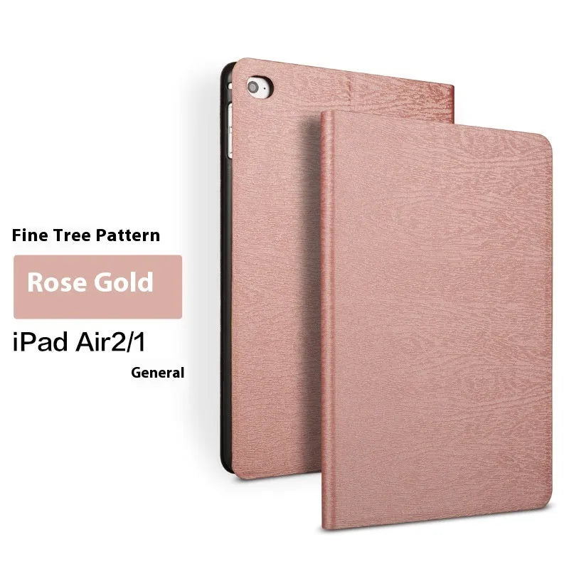 Sapphire blue imitation leather iPad protective cover with built-in anti-fall bracket.
