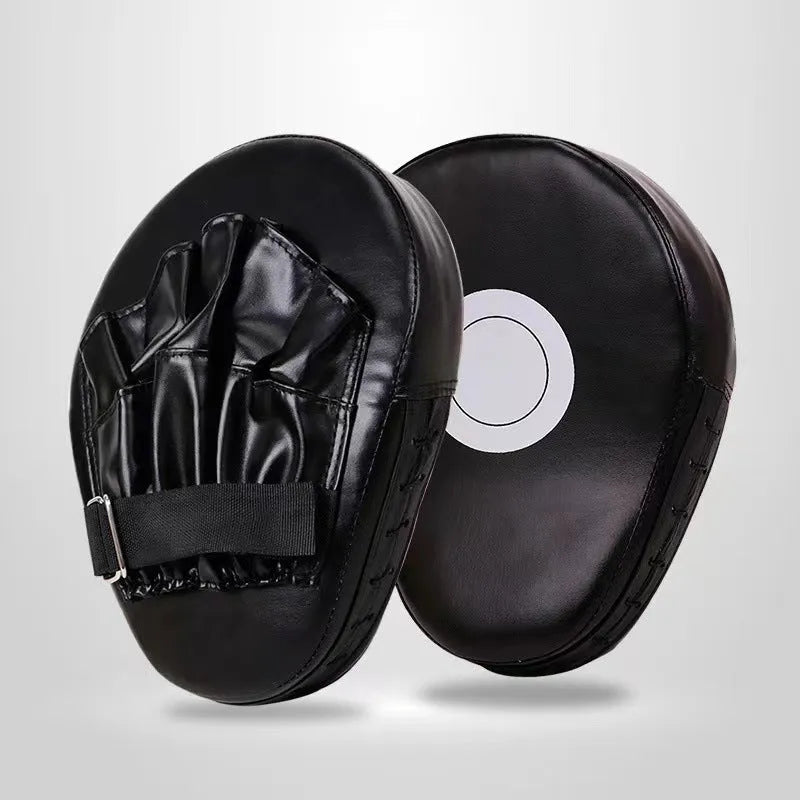 Boxing punch mitts for Muay Thai training in curved and flat PU hand target styles