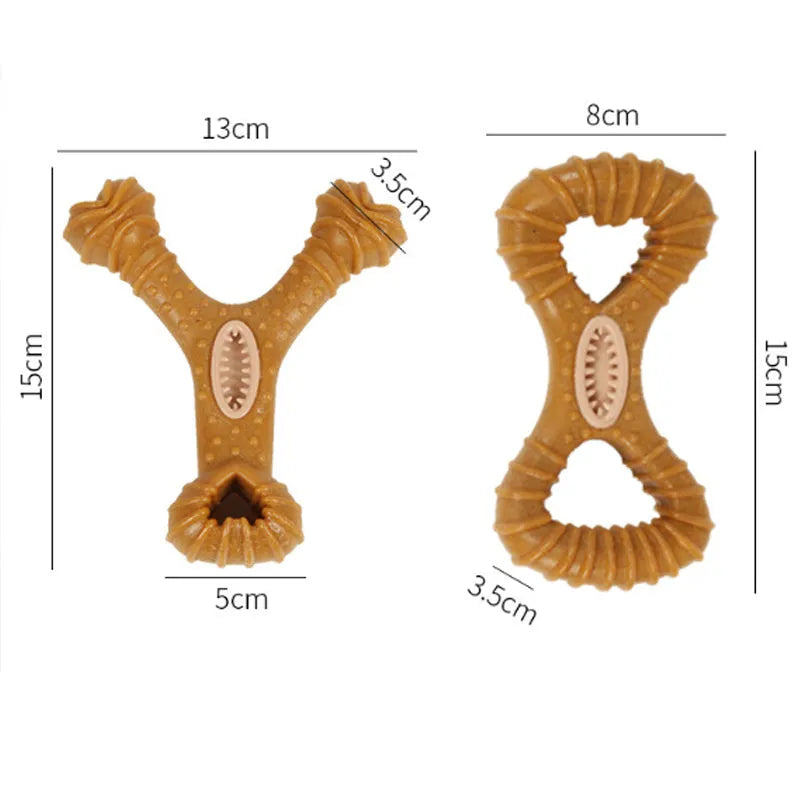 Durable rubber dog chew bone toy for teeth cleaning and interactive play with bite-resistant construction