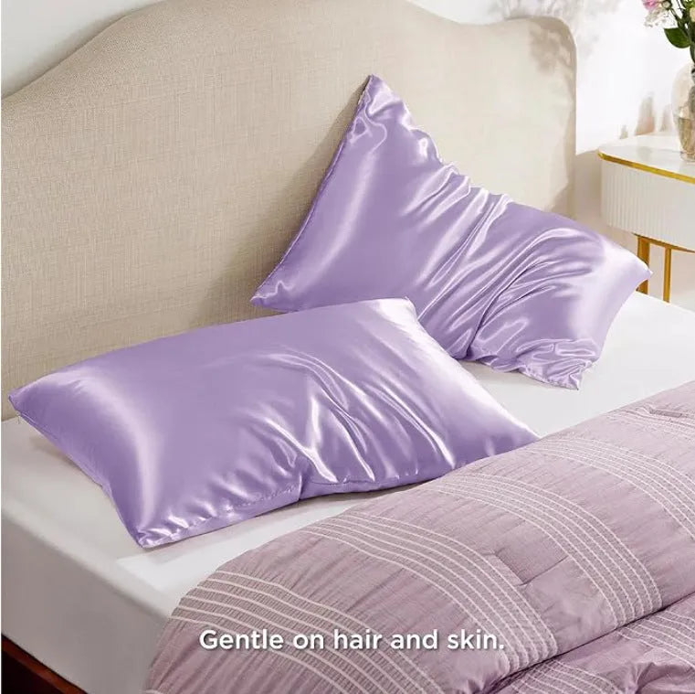 A pair of solid colour satin pillowcases in a choice of thirteen colours and four sizes.