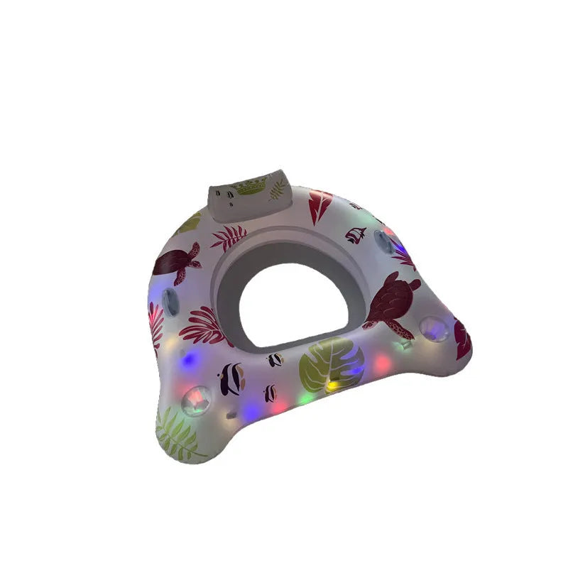 White U-shaped luminous inflatable floating row recliner on water surface