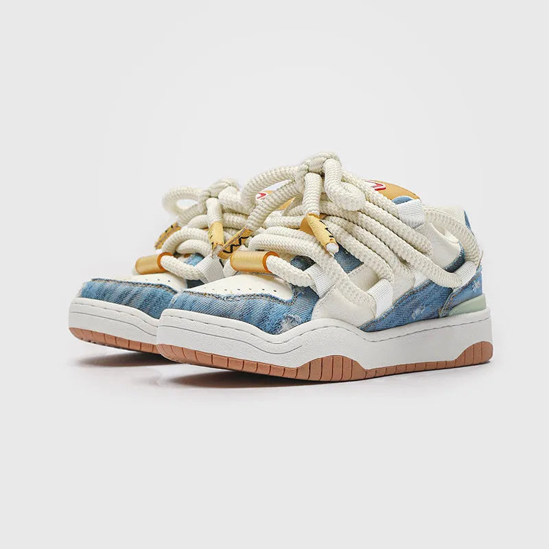Unisex low-top casual shoes with thick rubber sole and lace-up front, shown in a choice of colours