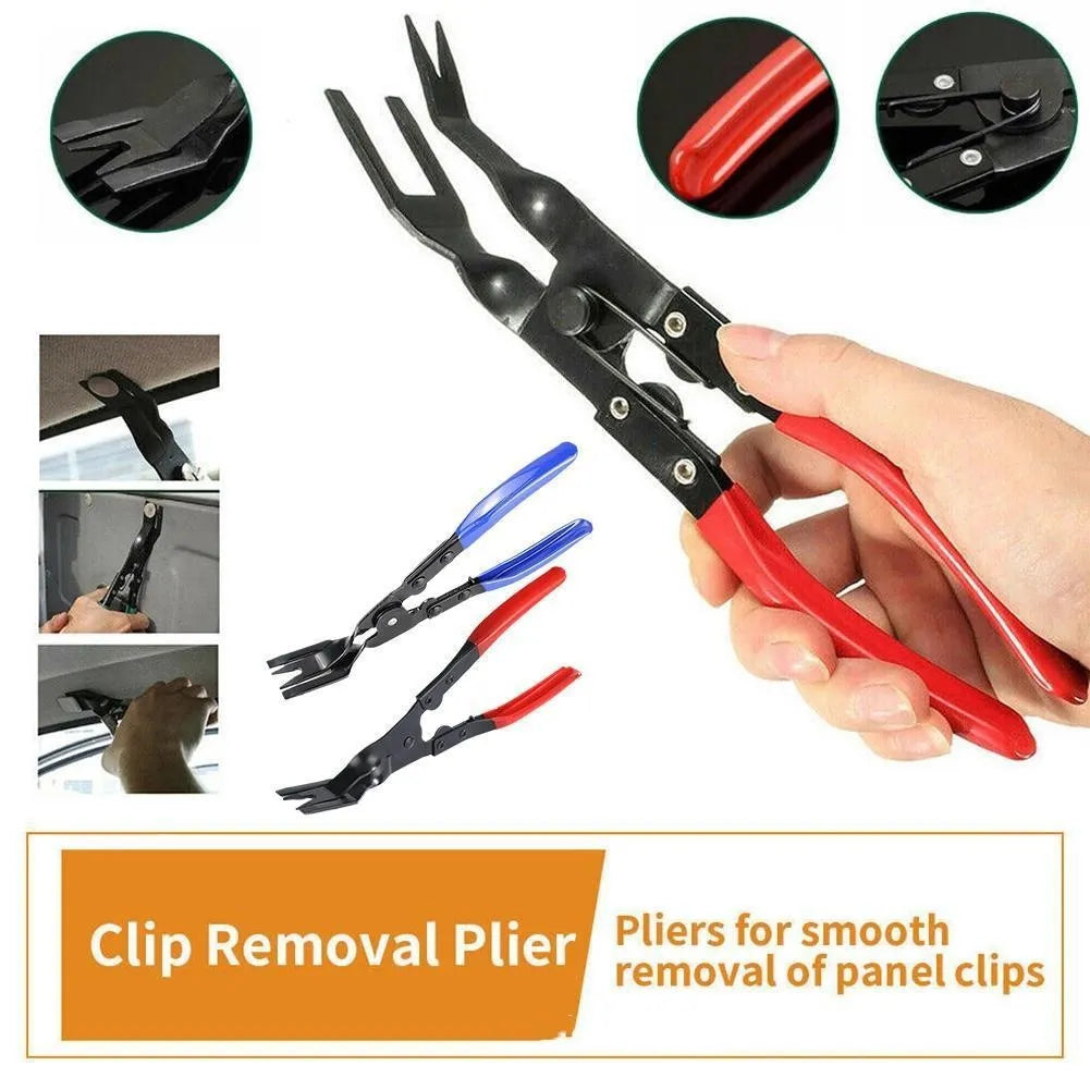 Blue steel car disassembly pliers for door panel and interior bracket removal measuring 235mm