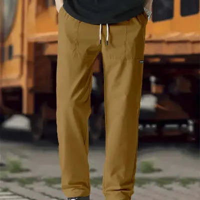 Men's polyester trousers in light grey, dark green, black, dark grey, dark blue colours for spring and autumn wear