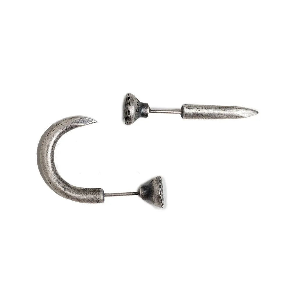 S925 sterling silver nail stud earrings in straight or curved punk retro designs
