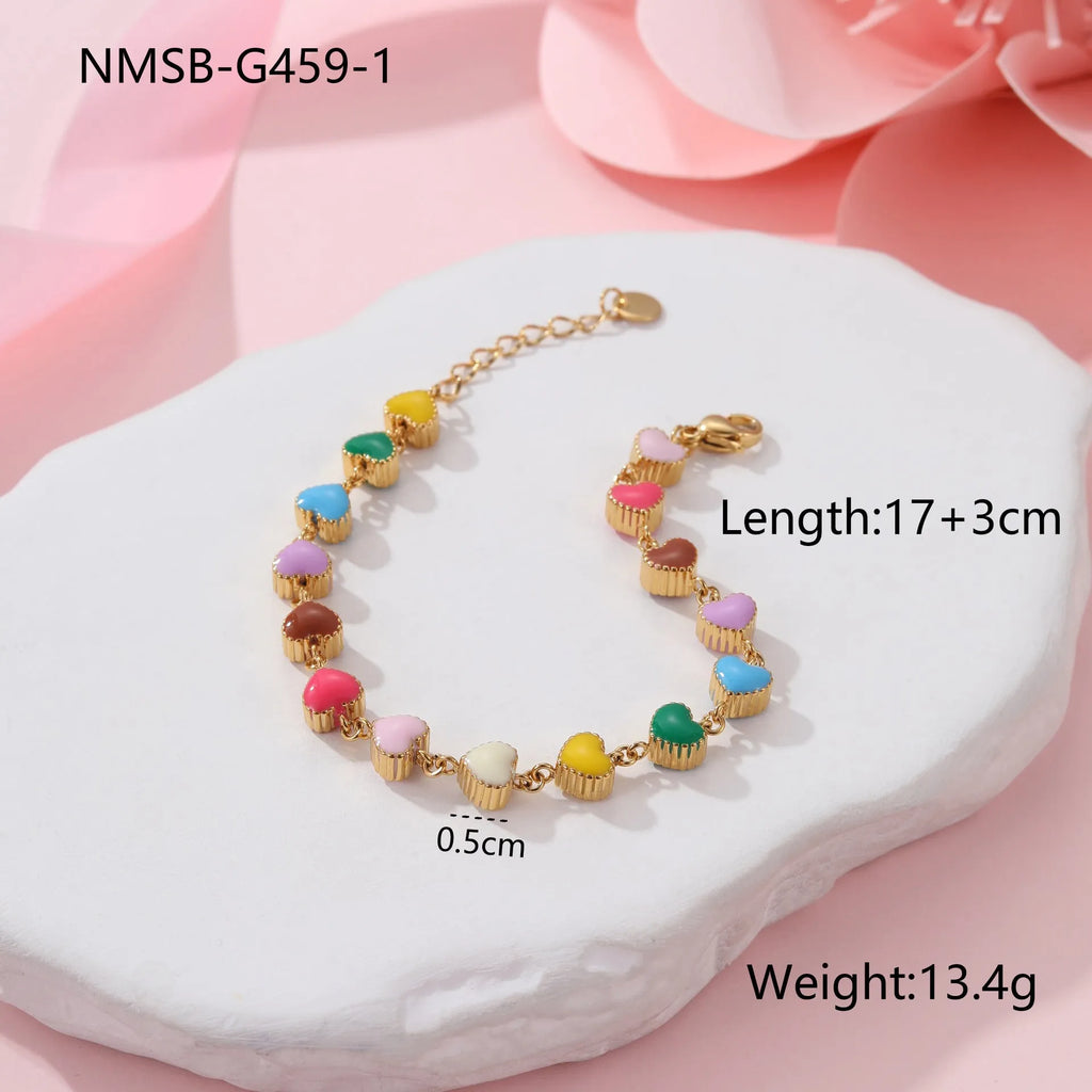 Heart-shaped stainless steel bracelet with 18K gold electroplating in women's jewellery