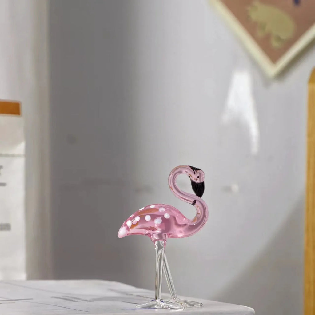 Pink crystal flamingo decorative ornament for home table display