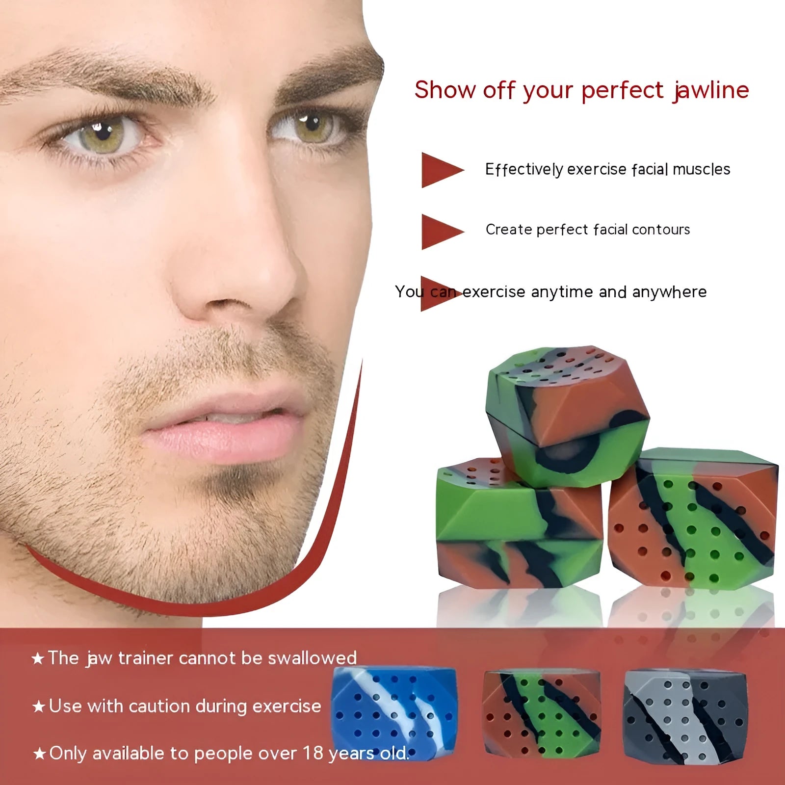 Camouflage pattern silicone facial muscle fitness balls for jaw training exercises