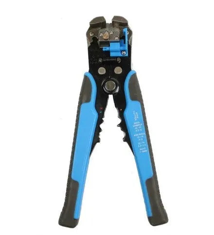 Yellow automatic 3-in-1 wire stripper crimping plier with adjustment screw for electrical work