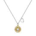 Women's sterling silver sunflower necklace with geometric daisy petals and adjustable 21-50 cm length