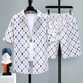 Men's casual sports two-piece set with short-sleeve top and shorts in various colours