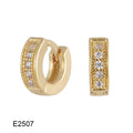 Brass gold plated heart-shaped ear clip earrings with gang drill decoration