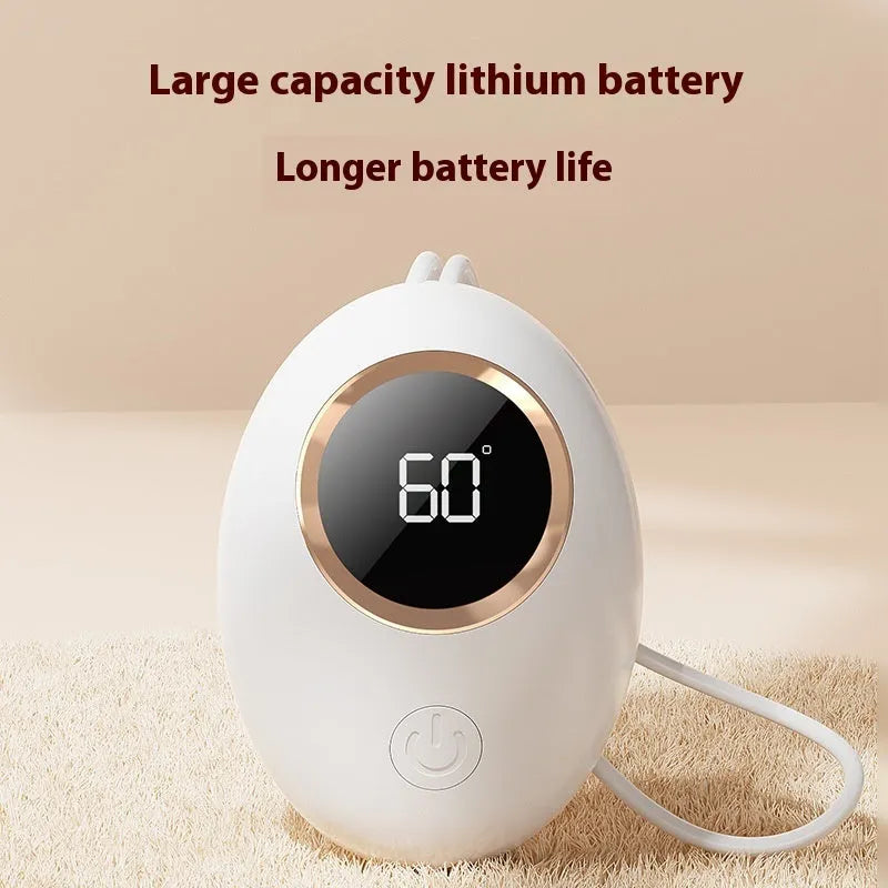 Mini USB hand warmer power bank with digital display in pink and blue colors
