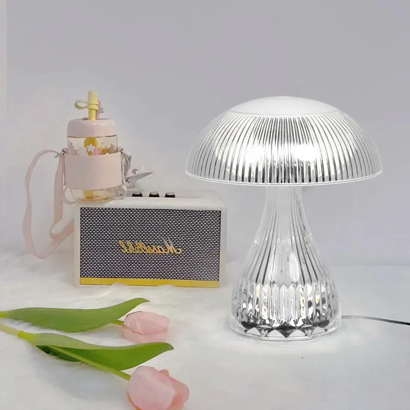 Touch control USB rechargeable three-colour night lamp measuring 20x16cm