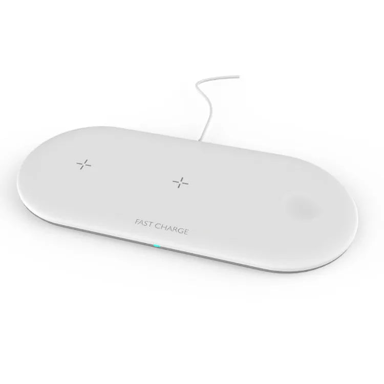 Black or white 3-in-1 wireless charging station for Apple iPhone and iWatch with Qi phone compatibility