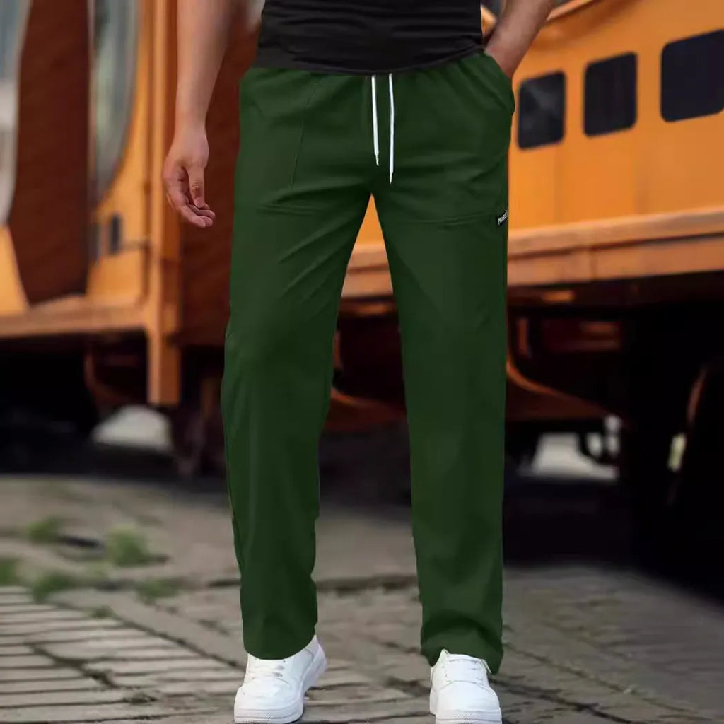 Men's polyester trousers in light grey, dark green, black, dark grey, dark blue colours for spring and autumn wear