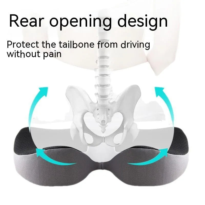 Curved bevel seat cushion with memory foam core for anal and tailbone support in multiple colour options