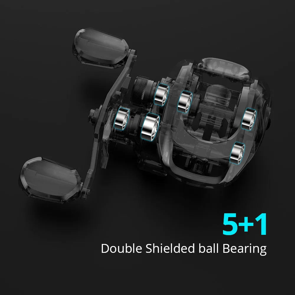 Fishing reel spinning mechanism showing left hand and right hand wheel options