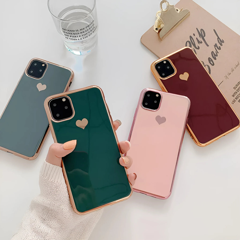 Solid colour TPU back cover case for iPhone in blue, claret, pink, or green.