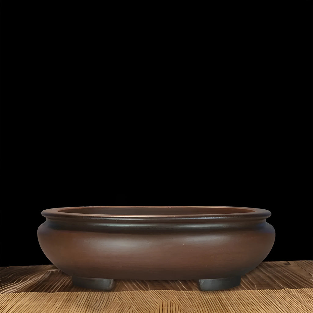 Handmade purple clay desktop flowerpot with classical design for indoor plants