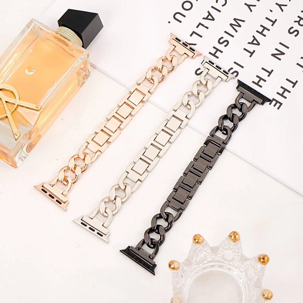 Silver denim chain metal watch strap for Apple Watch with 22mm lugs