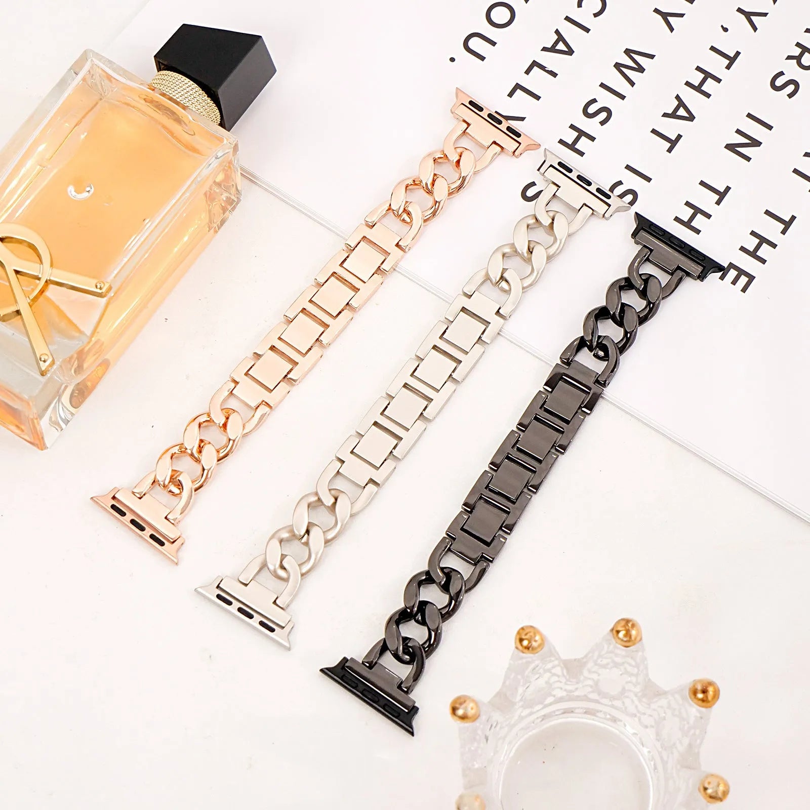 Silver denim chain metal watch strap for Apple Watch with 22mm lugs