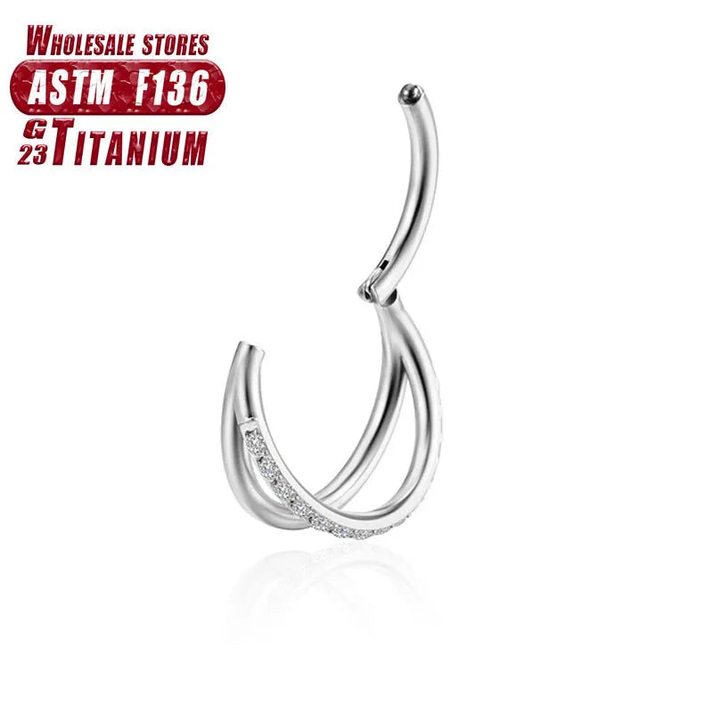 F136 titanium alloy nose ring body jewellery showing available sizes and colour finish options