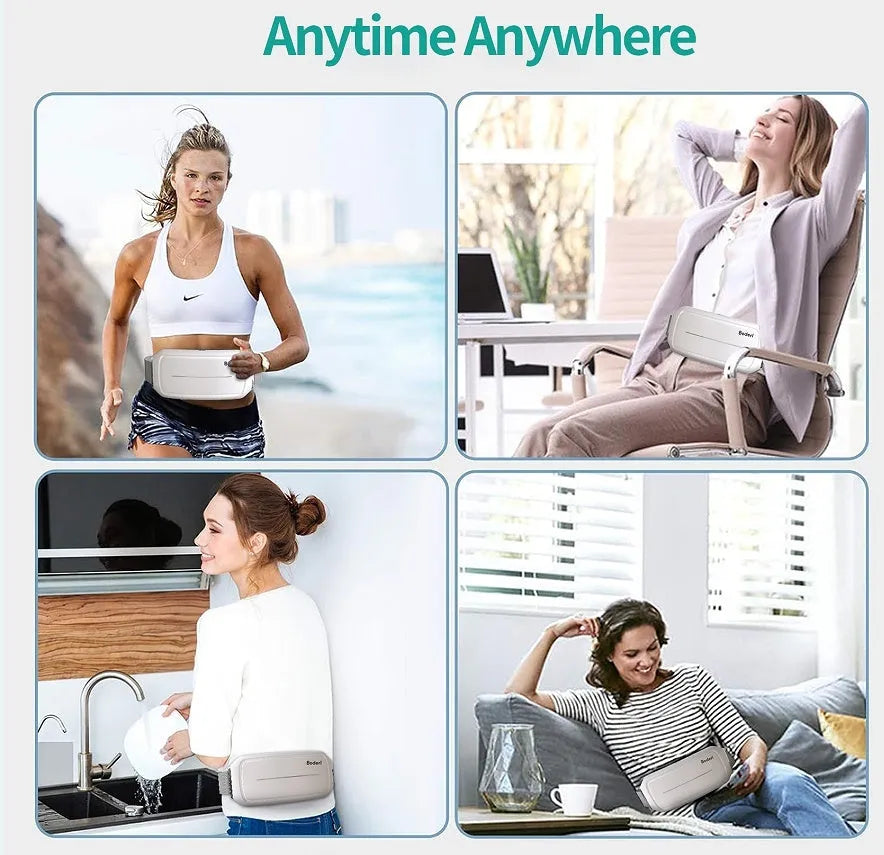 White Tummy Machine abdominal exerciser with electronic resistance and vibration belt