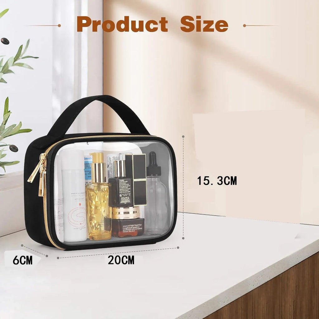 Transparent PVC lipstick storage bag with chain handle in multiple colour options