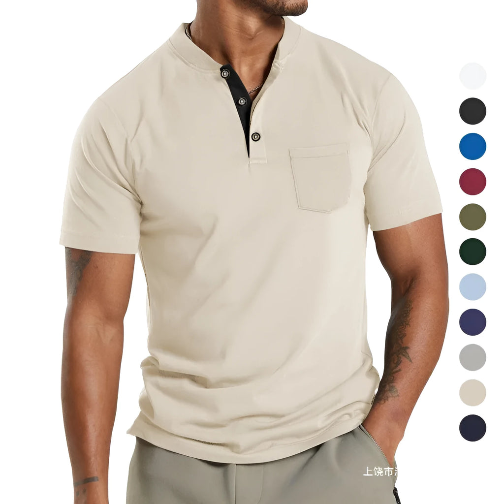 Men's plus size short sleeve polyester shirt with button pocket in multiple colour options
