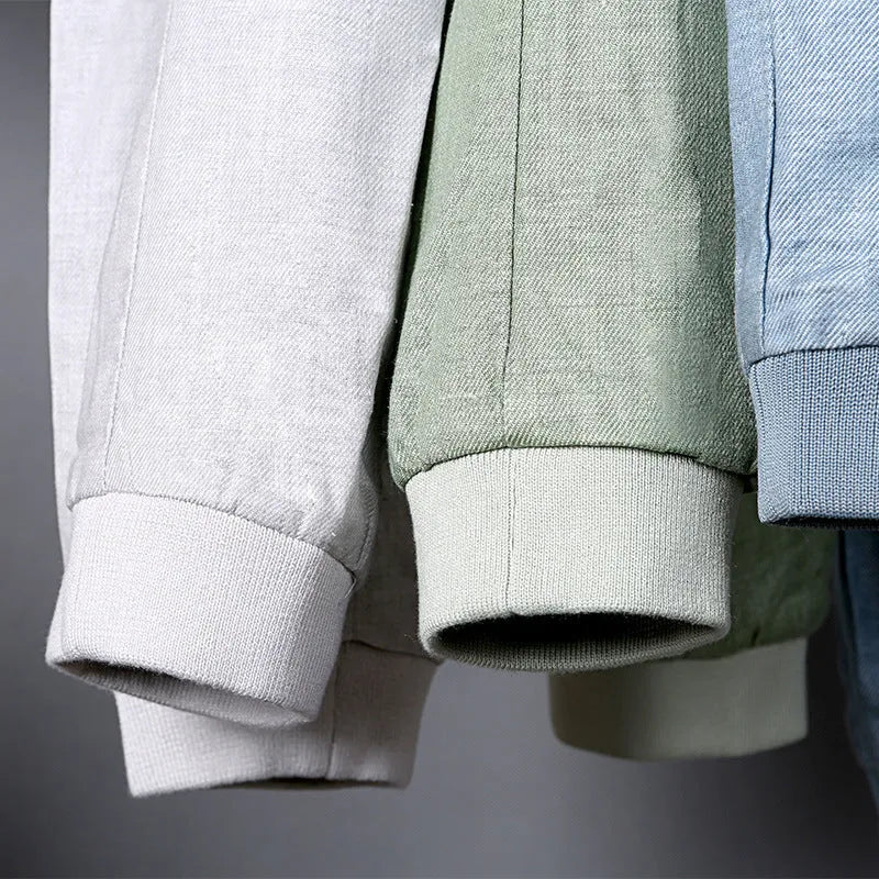 Men's lightweight cotton jacket in heather grey, shown in a regular fit for casual wear.