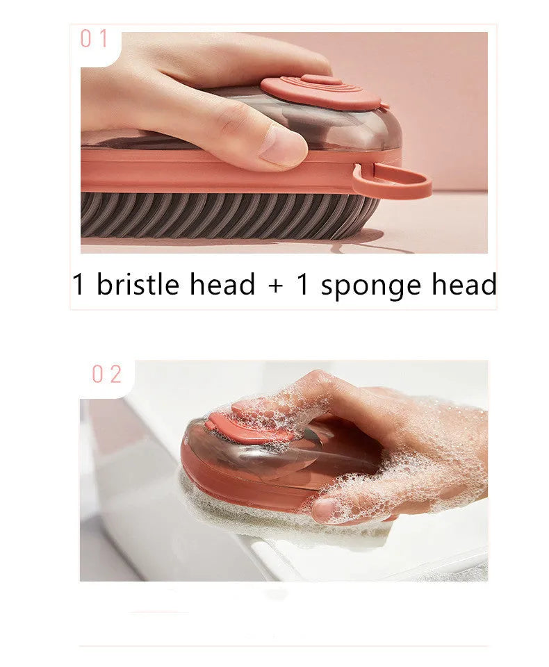 Automatic liquid cleaning brush with ergonomic ABS handle in multiple colour options