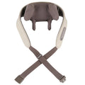 Milky white rechargeable handheld shoulder and neck kneading massager with USB cable.