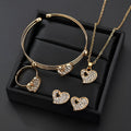 Gold electroplated alloy jewellery set with earrings, pendant necklace and bracelet for women