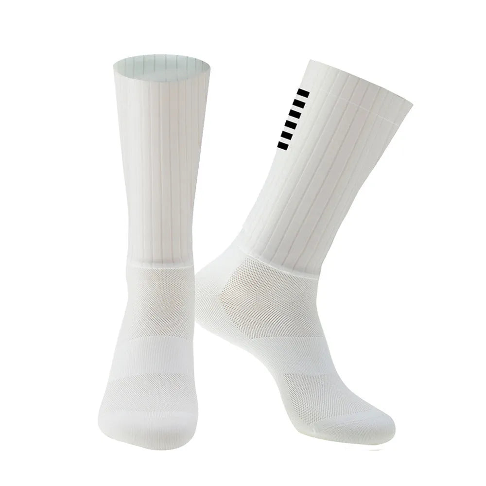 Athletic sports socks for cycling and running in multiple colour options with moisture-wicking fabric