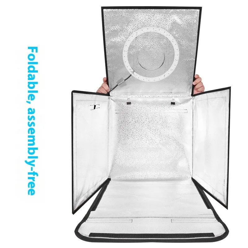 50cm metal frame studio light box with reflective cloth interior and USB plug