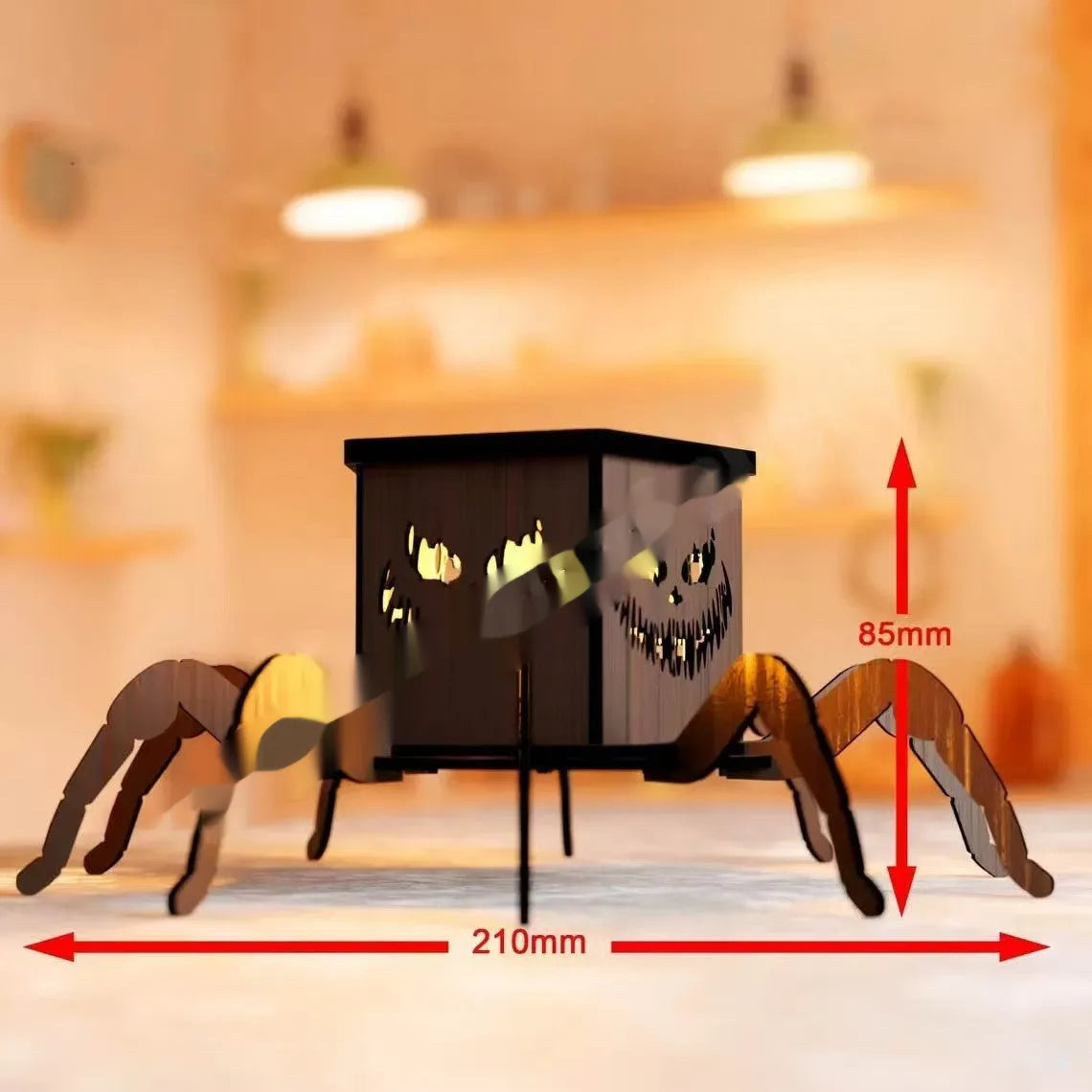 Wooden Halloween spider lantern candlestick decoration with modern simplicity design