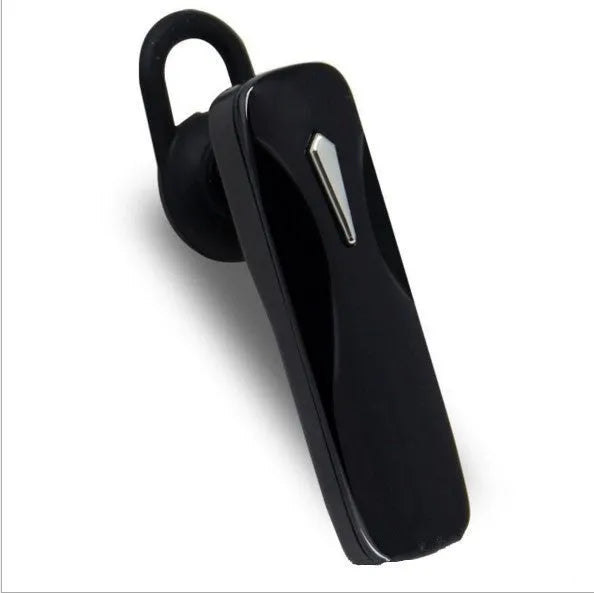M163 black and white Bluetooth wireless headset for hands-free calls and music in the car.