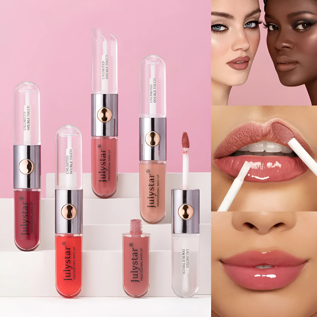 Women's lasting lip gloss in 6ml size with moisturising formula, showing colour options from 01Style to 09Style