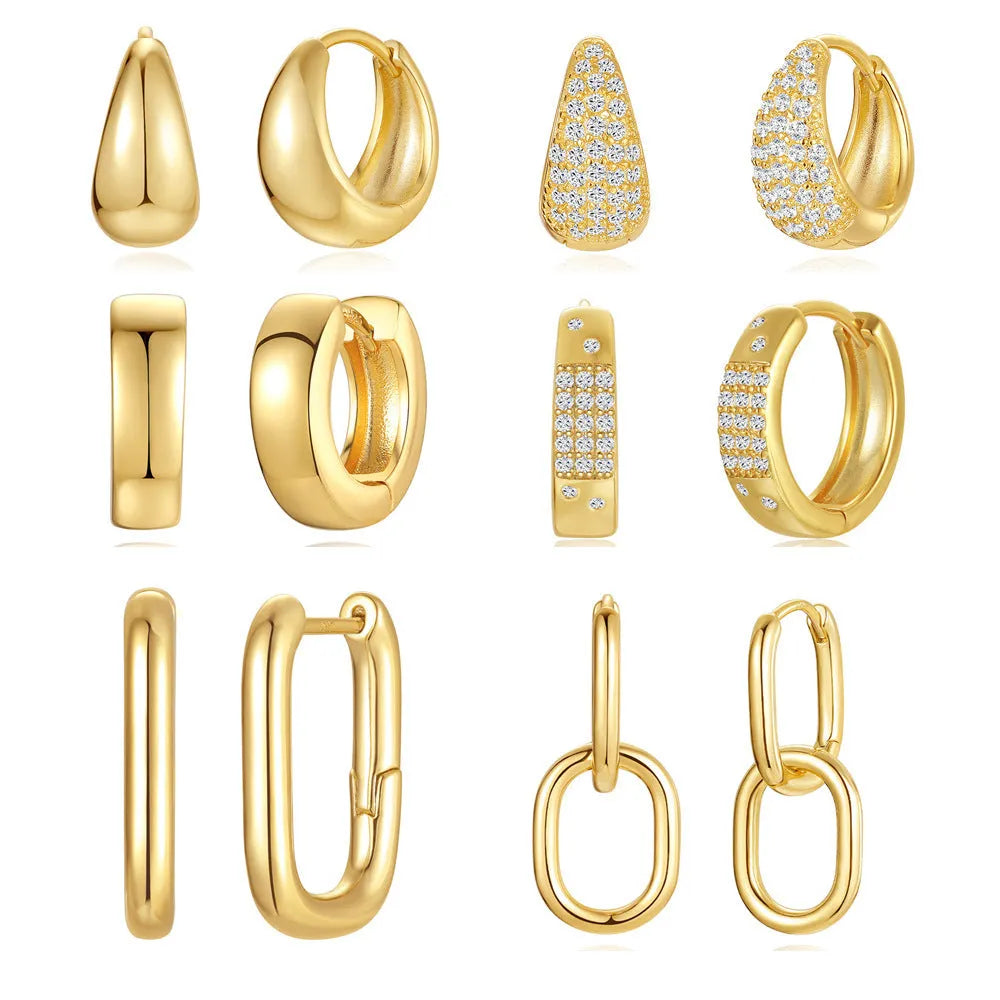 Brass geometric earclip earrings with electroplated golden finish, round shape design