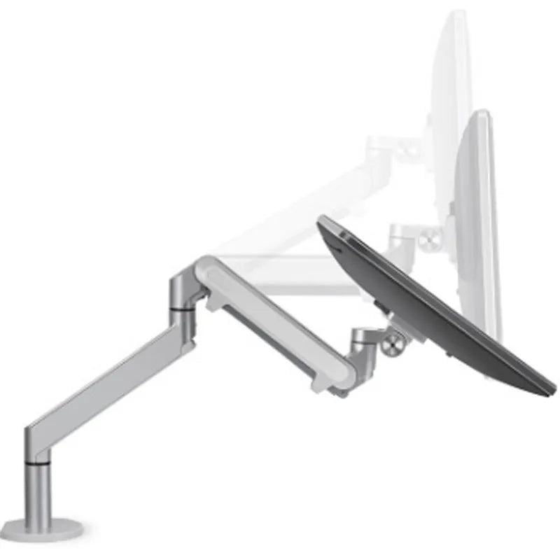 Silver aluminium VESA laptop mounting bracket with adjustable air pressure arm mechanism