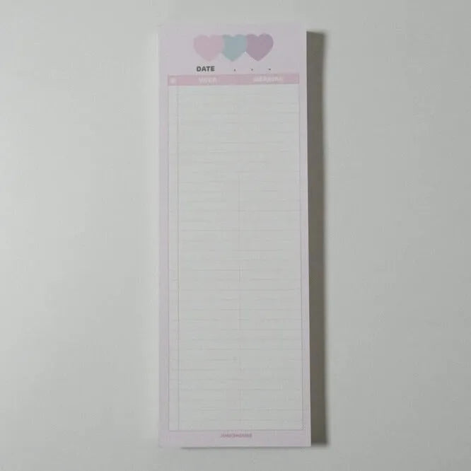 B5 half size notepad with vertical double-sided English words printing in pink, purple or blue cover
