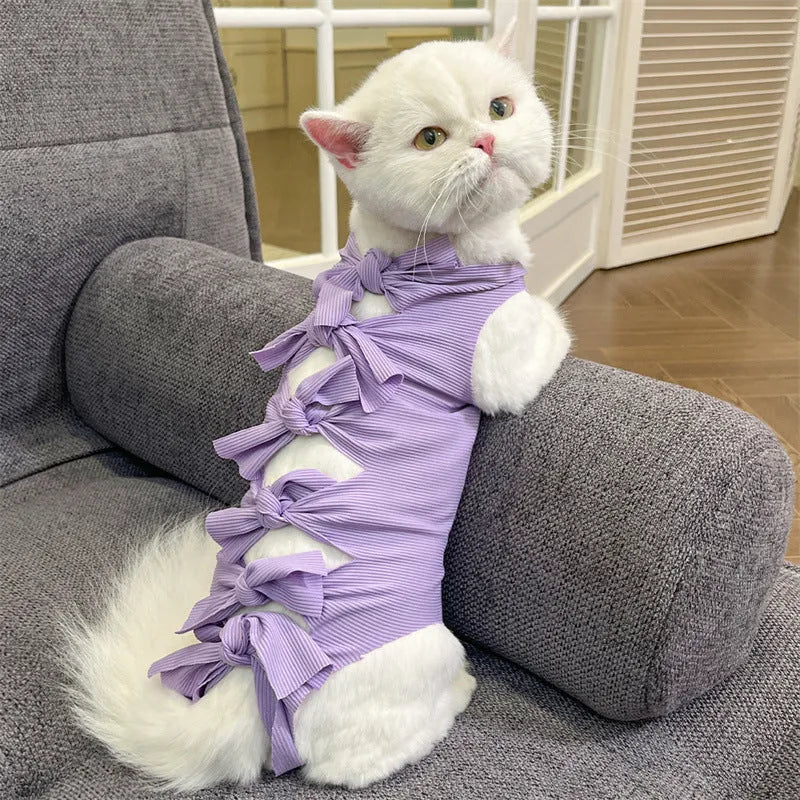 Lace-up cat sterilisation recovery clothing in polyester with adjustable closure
