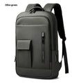 Lightweight Oxford cloth men's business backpack in dark grey with sewing line details