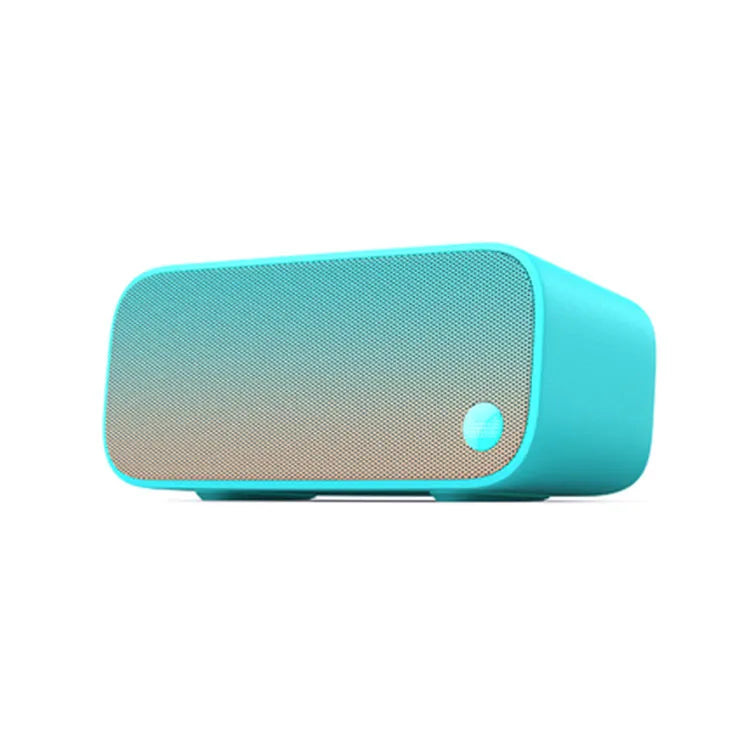 Artificial intelligence smart WiFi speaker in blue colour with bookshelf design and front-facing speakers