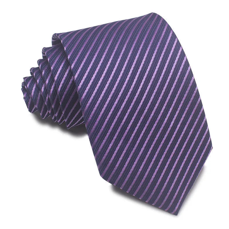 8cm wide striped polyester jacquard tie in business colours