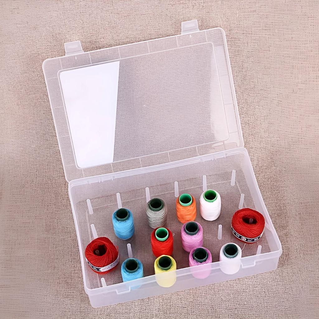 42-axis clear plastic storage box for embroidery threads and sewing needles